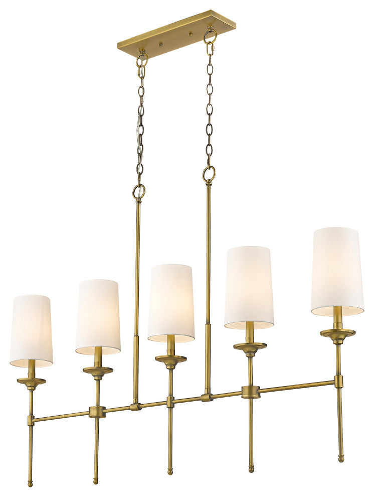 Emily Five Light Chandelier, Rubbed Brass