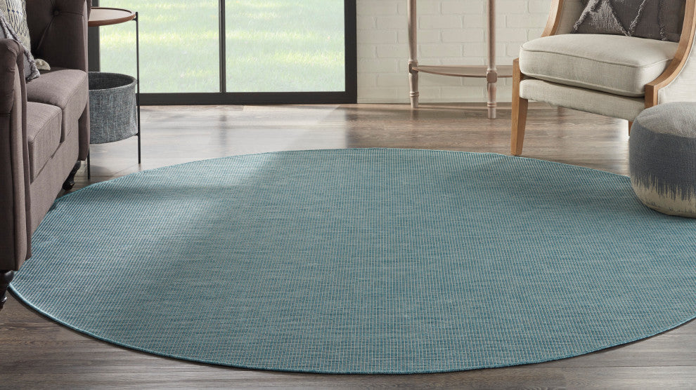 Nourison Positano Contemporary Area Rug, Aqua, 8'xround