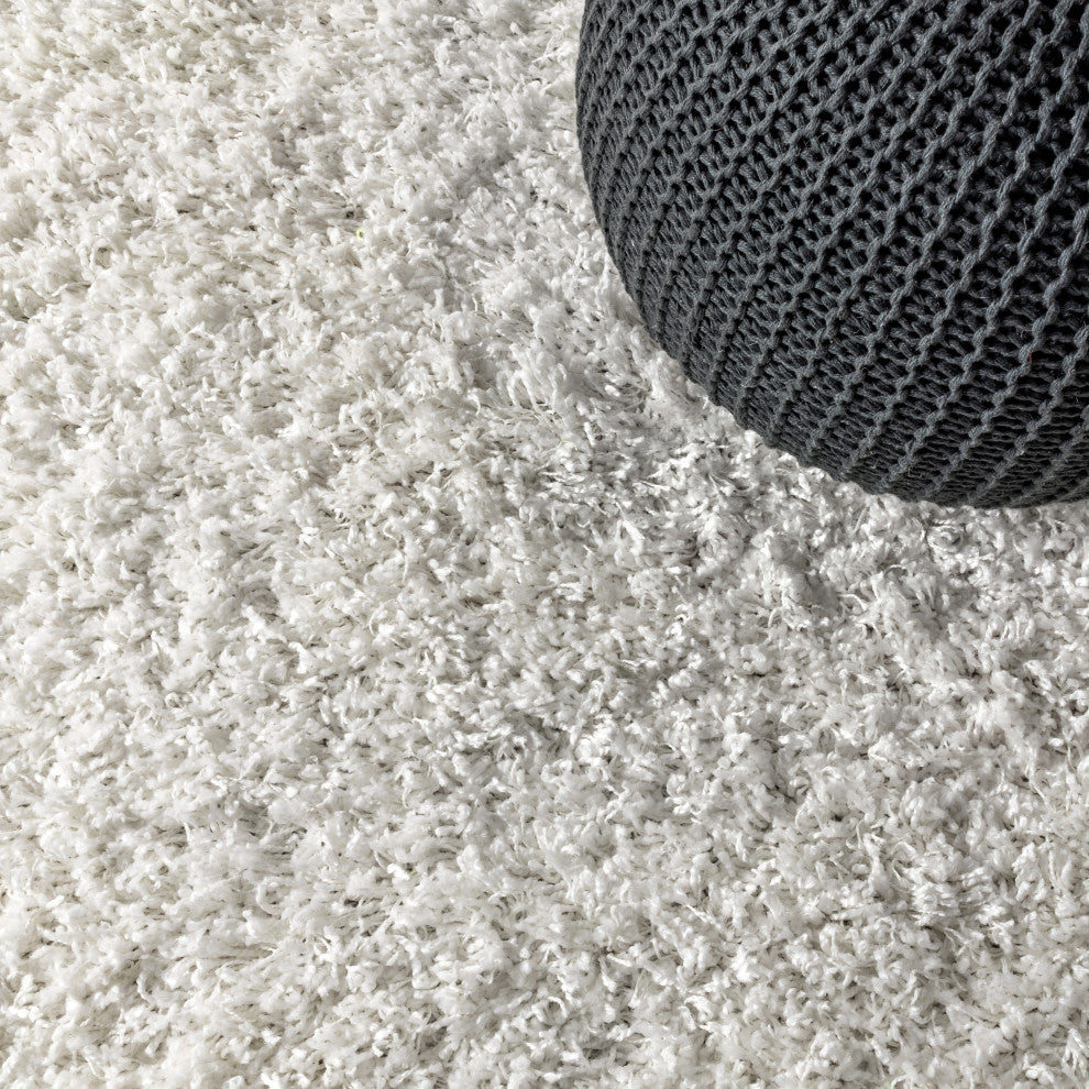 Mercer Shag Plush Tassel Area Rug, White, 5 X 8
