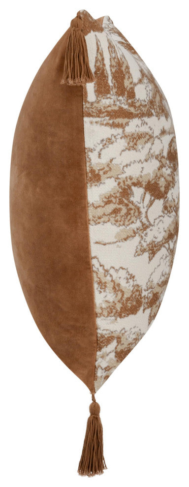 Stonework 22" Cotton Linen Blend Throw Pillow, Clay Brown