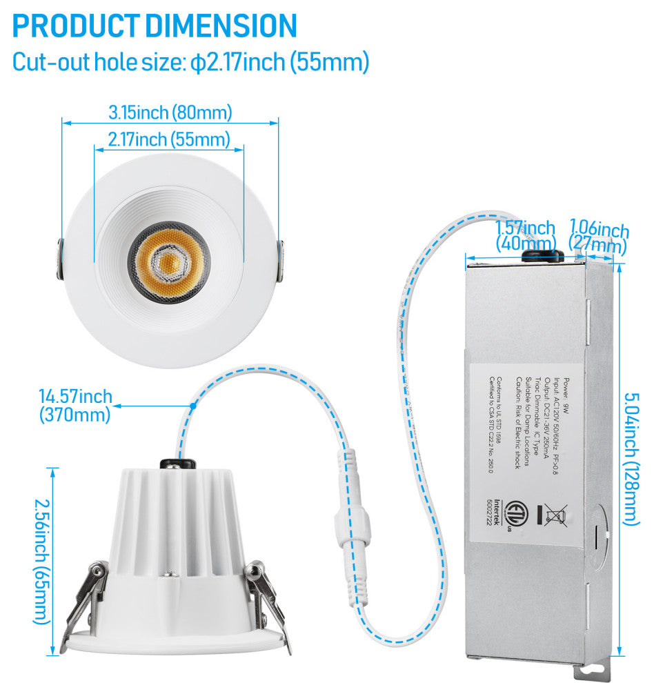 12-Pack 4W LED Spotlights, 3000K Warm White, Low Voltage AC/DC 12V