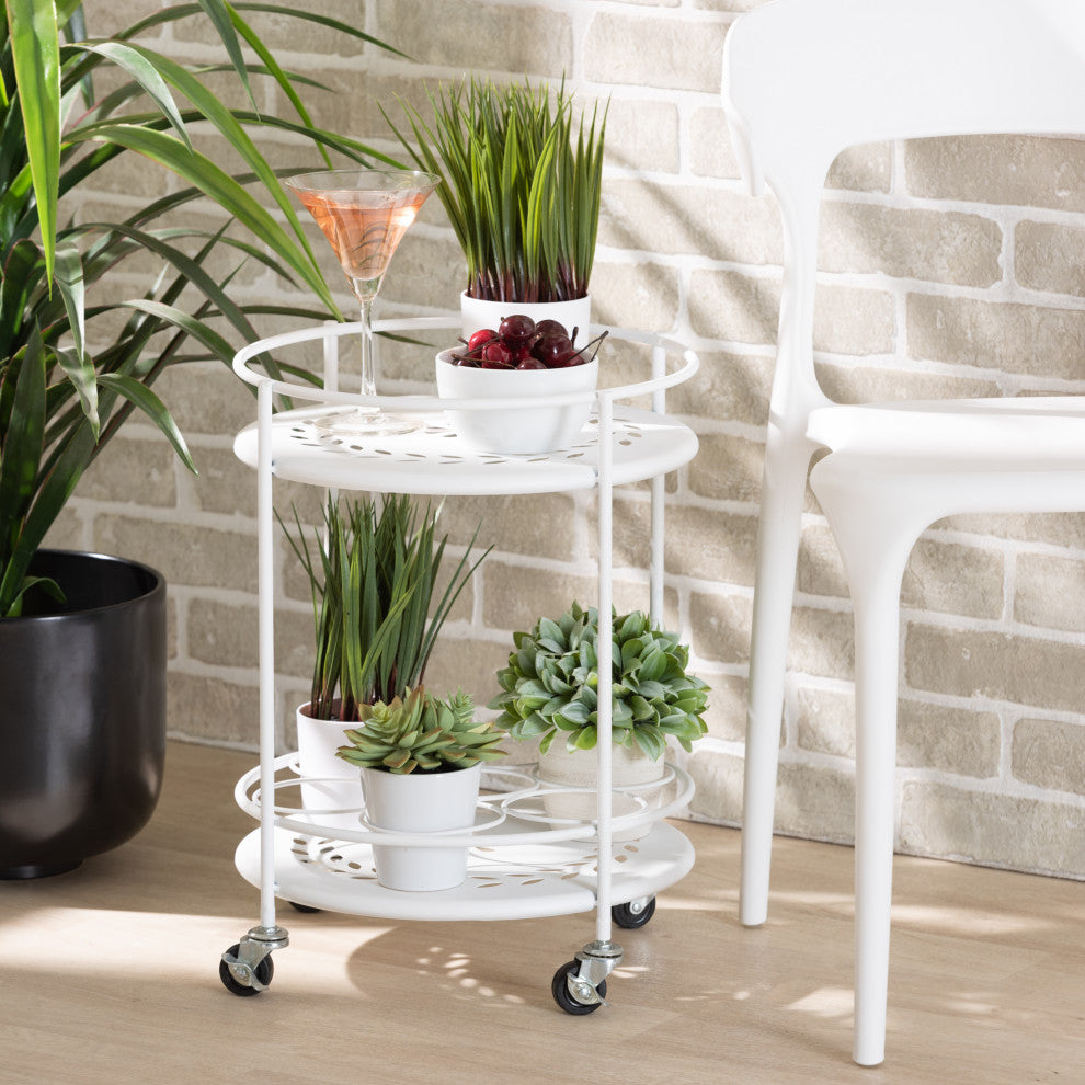 Joelle Industrial Kitchen Cart, White