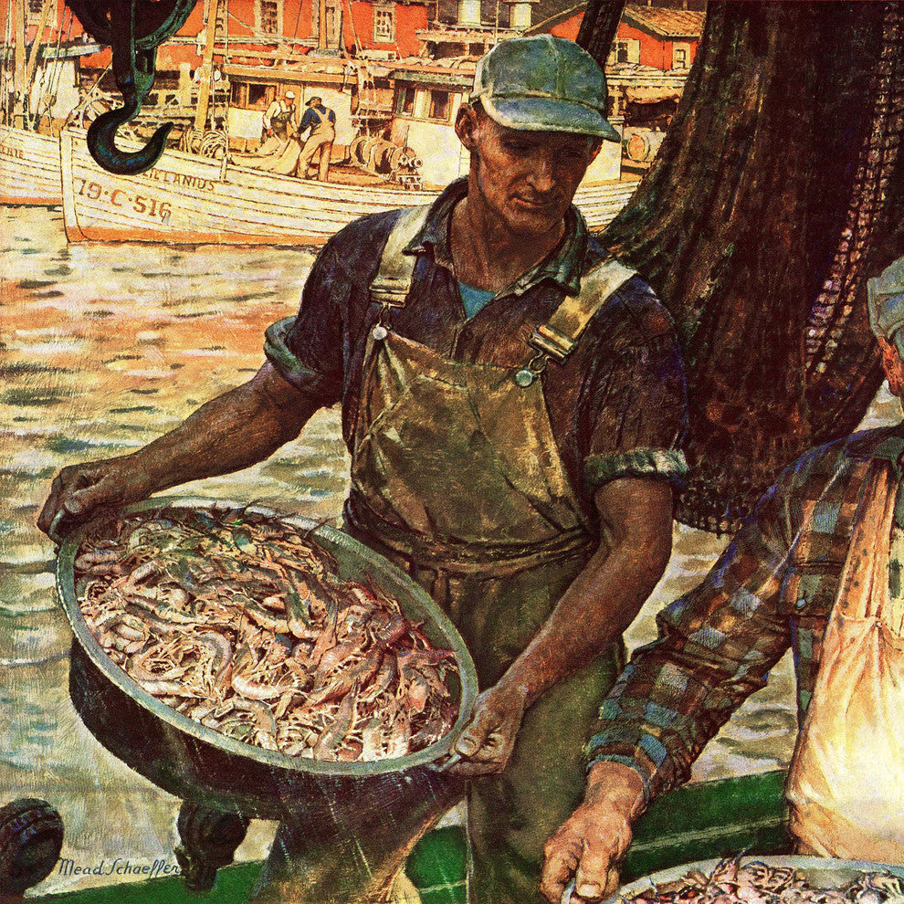 "Shrimpers" Painting Print on Canvas by Mead Schaeffer