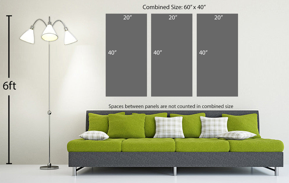 Aurora Borealis, Northern Lights, 3-Panel Canvas Print Wall Art, 60"x40"