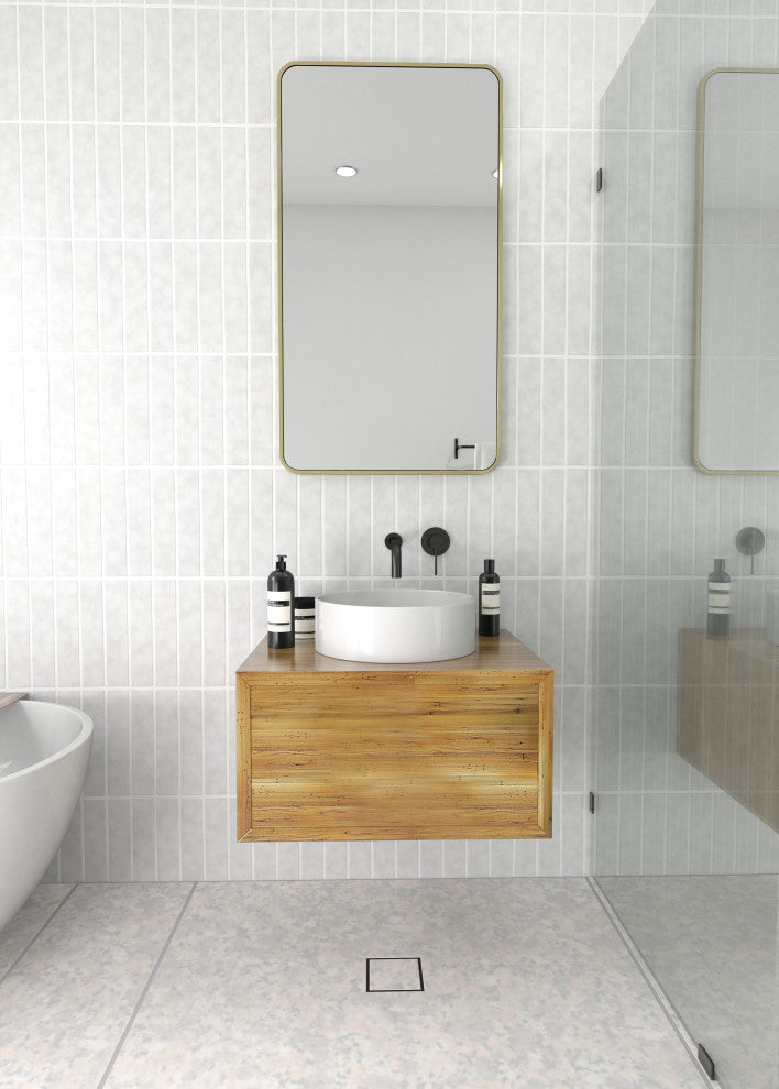 22" W X 40" H Radius Corner Stainless Steel Framed Mirror, Satin Brass