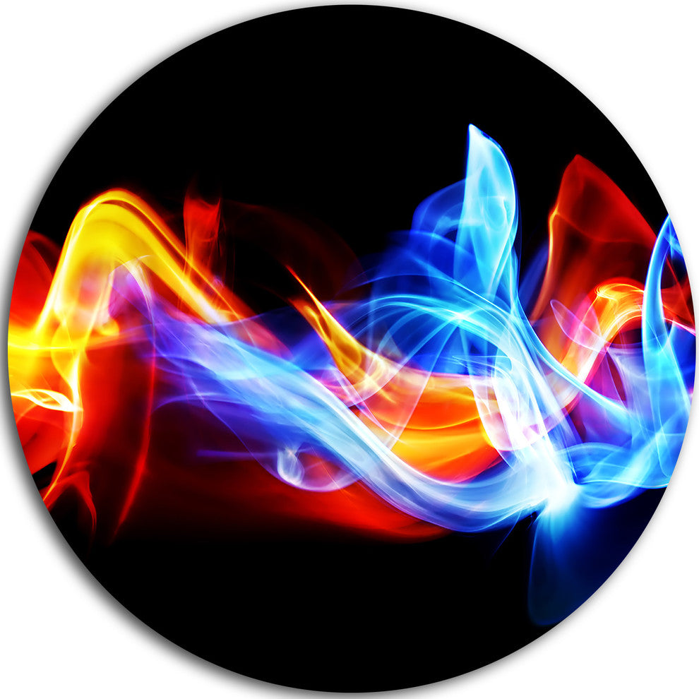 Fire And Ice, Digital Art Abstract Disc Metal Wall Art, 11"