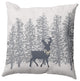 Steel Colored Reindeer Through the Woods Polyester Throw Pillow, 20" x 20"