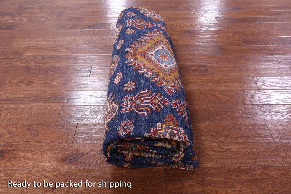 Super Kazak Geometric Hand-Knotted Wool Rug 10' 0" X 13' 7" Q11225