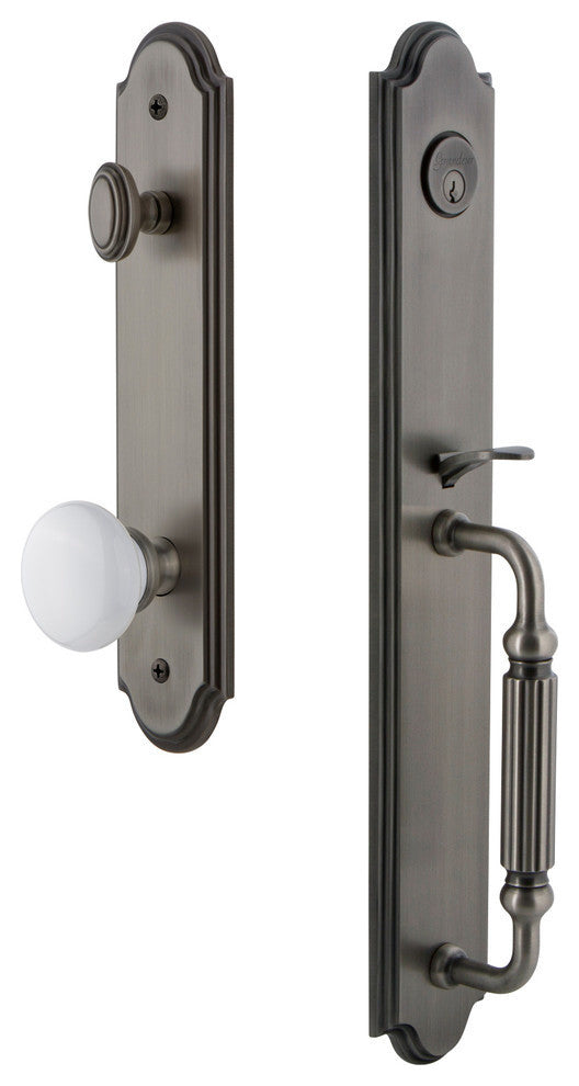 Arc 1-Piece Dummy Handleset, F Grip and Hyde Park Knob, Antique Pewter, 848646