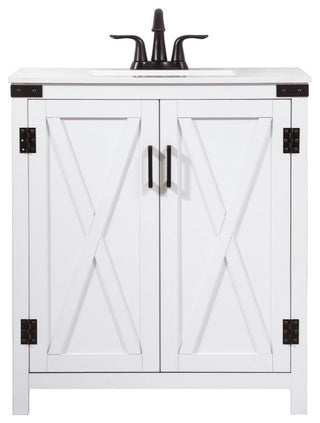 Home Living 19" Farmhouse White-Light Bathroom Vanity