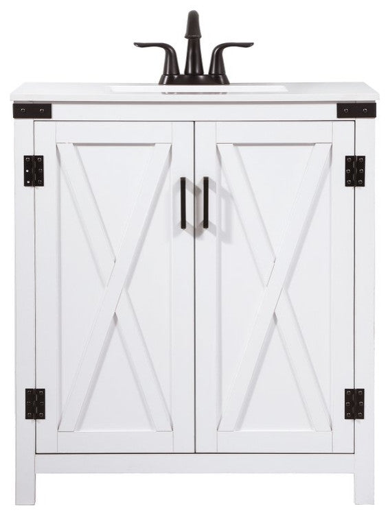 Home Living 19" Farmhouse White-Light Bathroom Vanity
