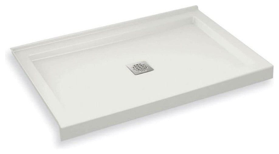 MAAX B3Square Rectangular Corner Left Shower Base with Center Drain, White