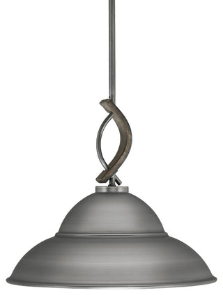 Monterey Mini Pendant Graphite & Painted Distressed Wood-look 16" Graphite Shade