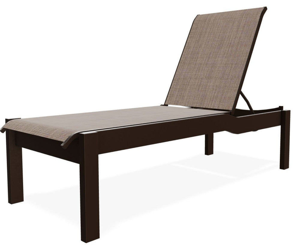 Leeward Sling Stackable Outdoor Chaise Lounge, Augustine Fennel/Kona