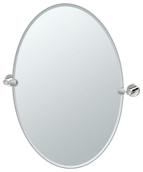 Glam Frameless Oval Mirror, Polished Nickel, 26.5"