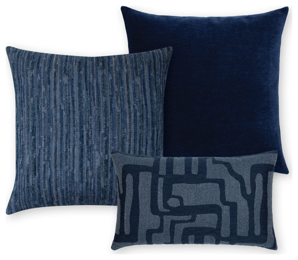 Luxe Stripe Indigo Indoor/Outdoor Performance Pillow, 20"x20"