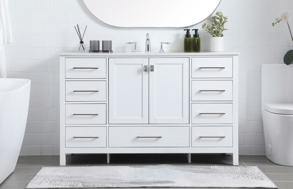 Isabel 54" SIngle Bathroom Vanity, White