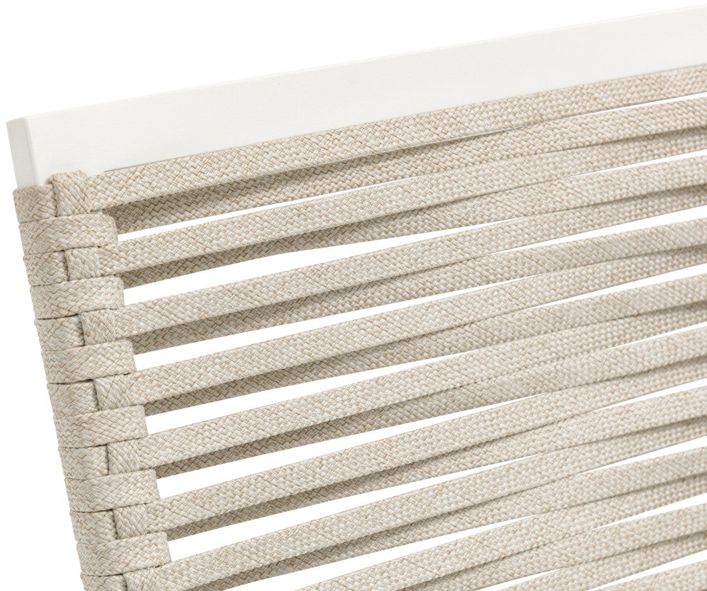 Maldives Rope Fabric Outdoor Patio Dining Arm Chair, Set of 2, Beige, Side Chair