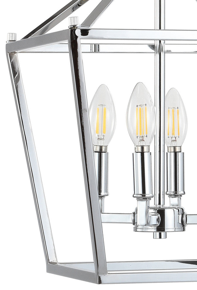 Pagoda Lantern Metal LED Pendant, Chrome, 12"