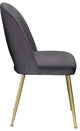 Logan Velvet Dining Chairs With Brushed Gold Legs (Set of 2), Gray