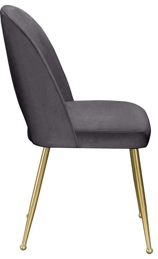 Logan Velvet Dining Chairs With Brushed Gold Legs (Set of 2), Gray