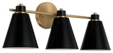 Capital Lighting 150131 Bradley 3 Light 24"W Vanity Light - Aged Brass / Black