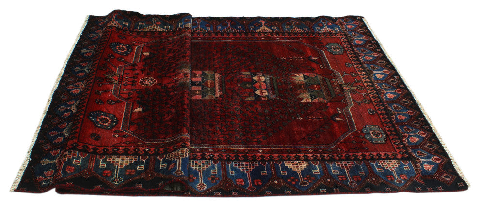 Semi Antique Dailyn Red/Navy Runner, 4'6x8'9