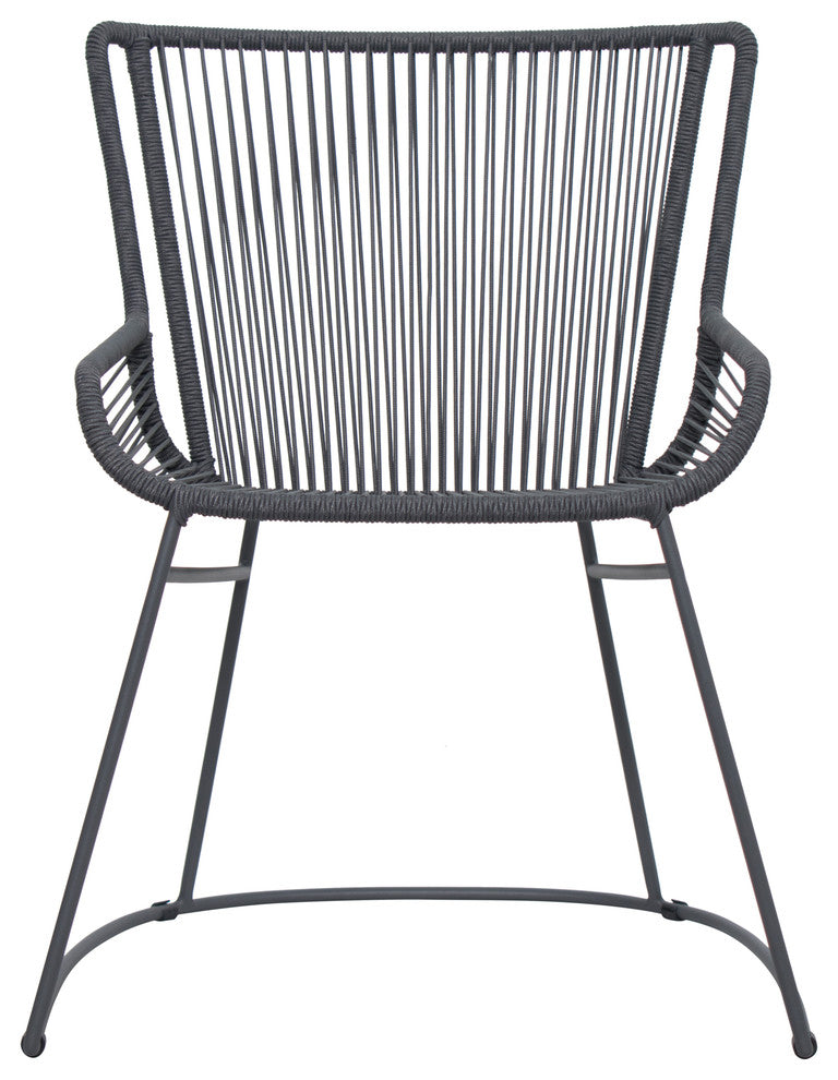 Dane Dining Armchair, Set of 2, Dark Gray Frame, Dark Pebble Weave