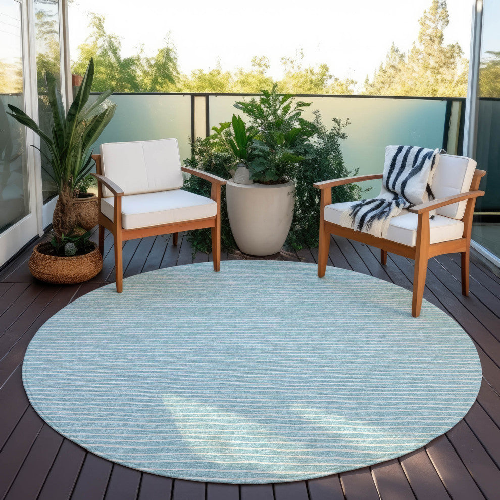 Indoor/Outdoor Laidley LA1 Sky Blue Machine Washable 10' x 10' Rug