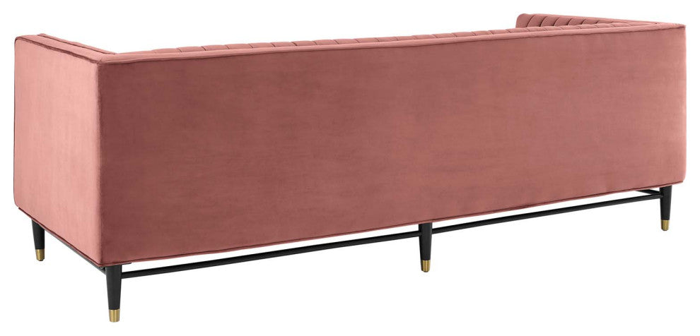 Tufted Sofa, Velvet, Pink, Modern, Living Lounge Room Hotel Lobby Hospitality