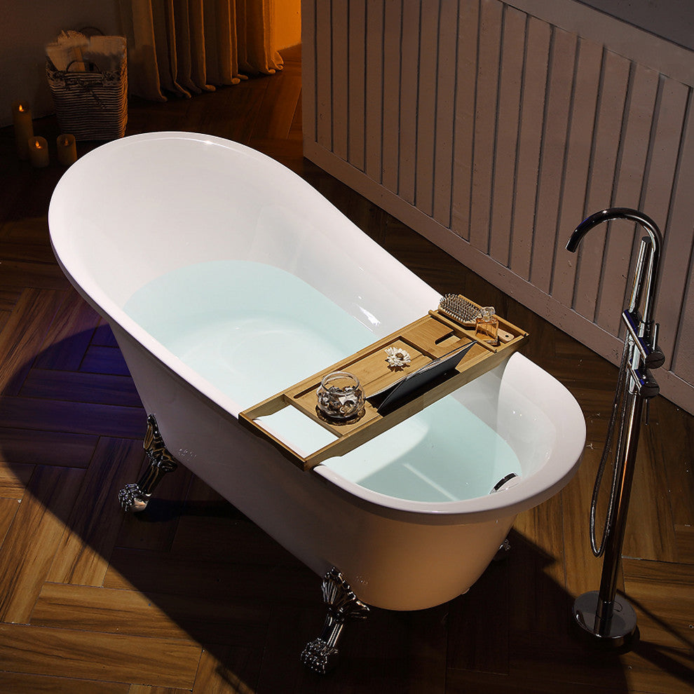 Vanity Art Freestanding Acrylic Bathtub, White, 68.9" x 29.9"