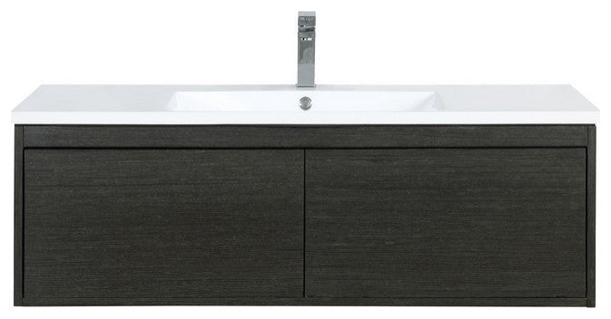 Sant Contemporary 48" Iron Charcoal Bathroom Vanity, Labaro Brushed Nickel Fauce