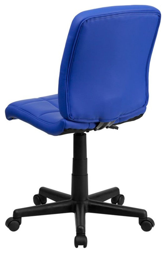 Pemberly Row Contemporary Mid Back Quilted Office Swivel Chair in Blue