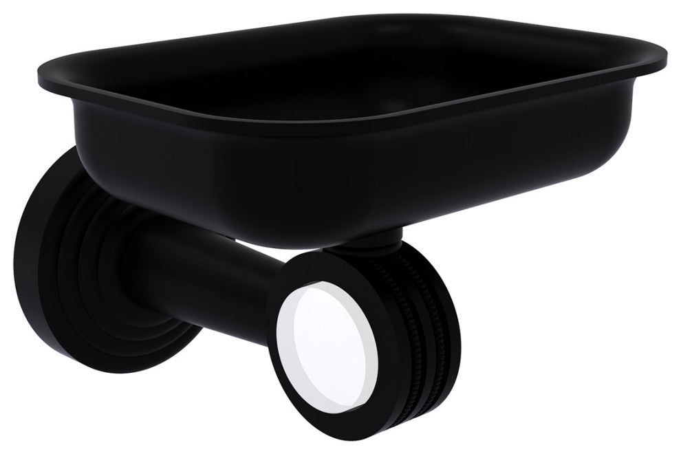Pacific Beach Wall-Mount Soap Dish Holder with Dotted Accents, Matte Black
