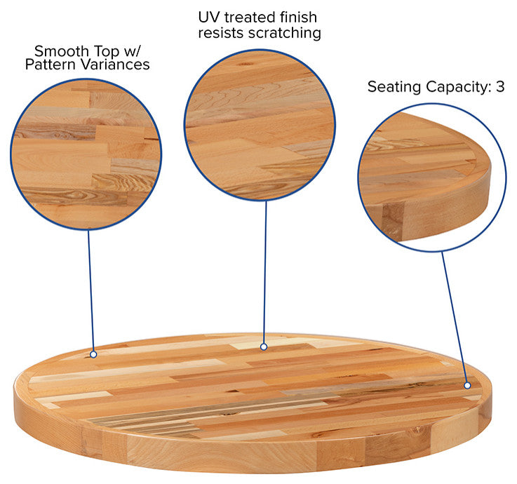 Round Butcher Block Style Table Top, 30"