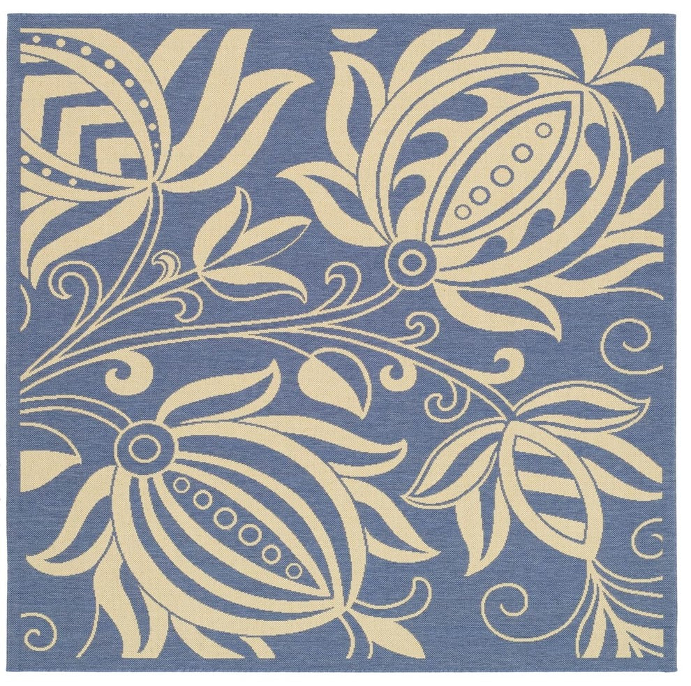 Safavieh Courtyard Cy2961-3103 Blue, Natural Area Rug, 7'x7' Square