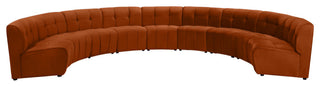 Limitless Velvet Upholstered 9-Piece Modular Sectional, Cognac