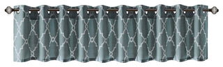 Madison Park Saratoga Fretwork Print Grommet Top Window Valance, Blue