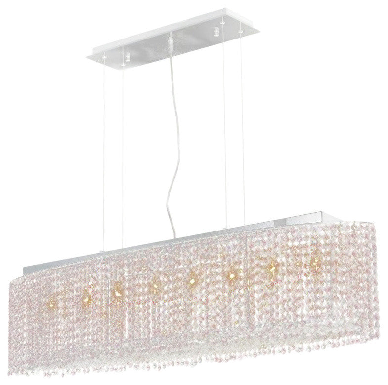 Elegant Moda Dining Room Light, Chrome Finish With Royal Cut Crystal