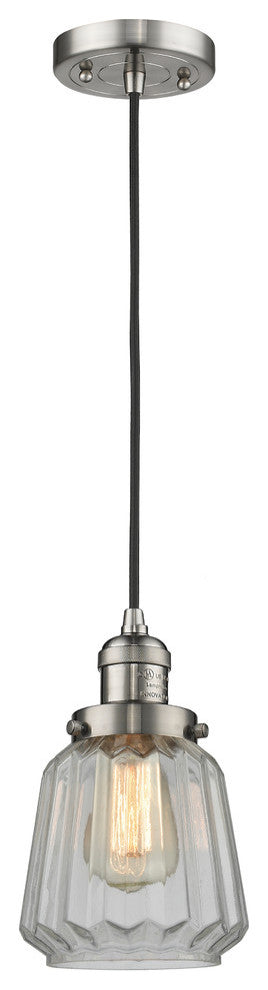 Chatham 1-Light Mini Pendant, Brushed Satin Nickel, Clear