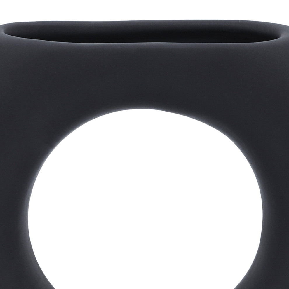Ceramic 5" Donut Vase, Black