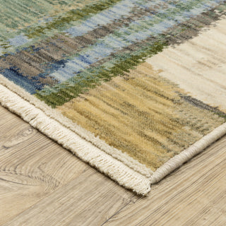 Saturn Abstract Palette Blue/Green Wool Blend Area Rug Runner 2'6" x 12'