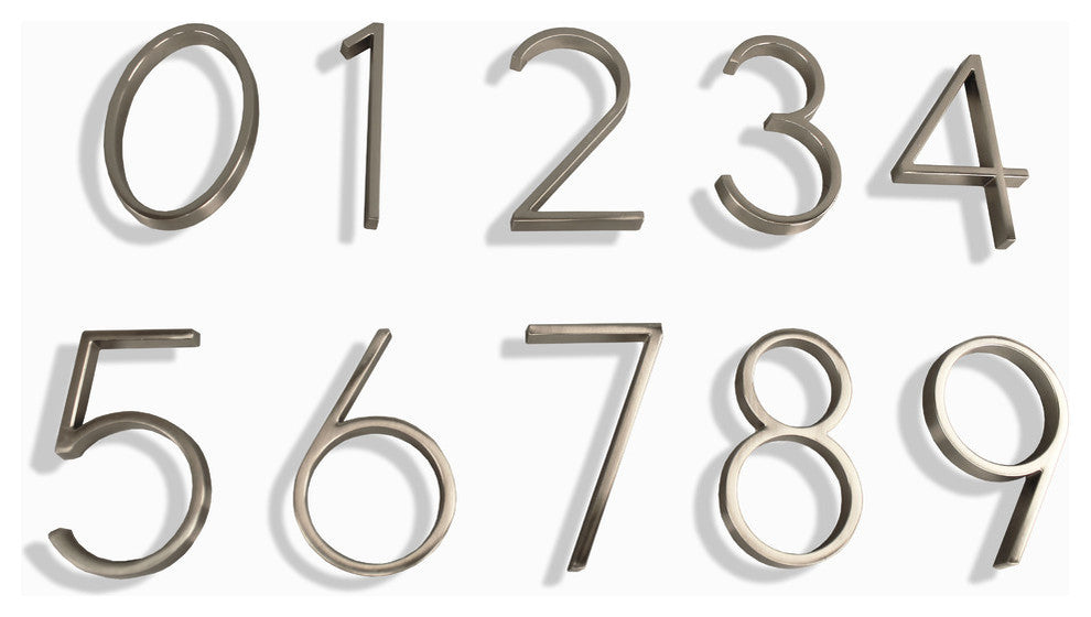 Floating House Number, Brushed Nickel, Number 1