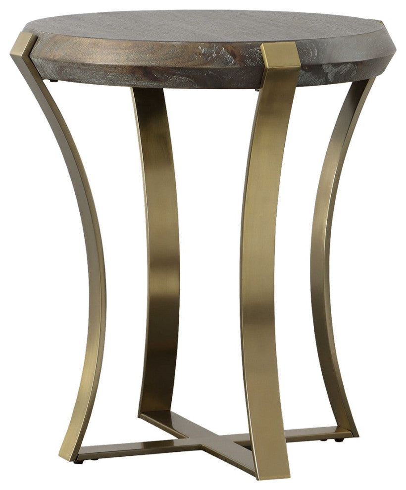 Unite Brass Leg Wood Side Table
