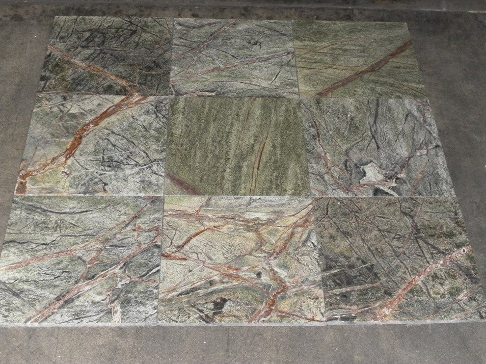 Rain Forest Marble Tiles, Polished Finish, 4"x4" Sample