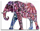 "Purple Cheerful Elephant" Digital Metal Wall Art, 3 Panels, 36"x28"