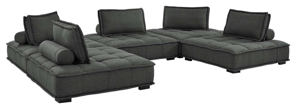Saunter Tufted Fabric Fabric 5-Piece Sectional Sofa Gray -5210