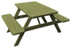 Pressure Treated Pine Picnic Table with Attached Benches, Linden Leaf Stain, 5 Foot, No Umbrella Hole