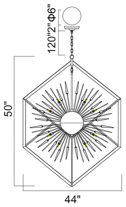 Starburst 20 Light Chandelier With Chrome & Black Finish
