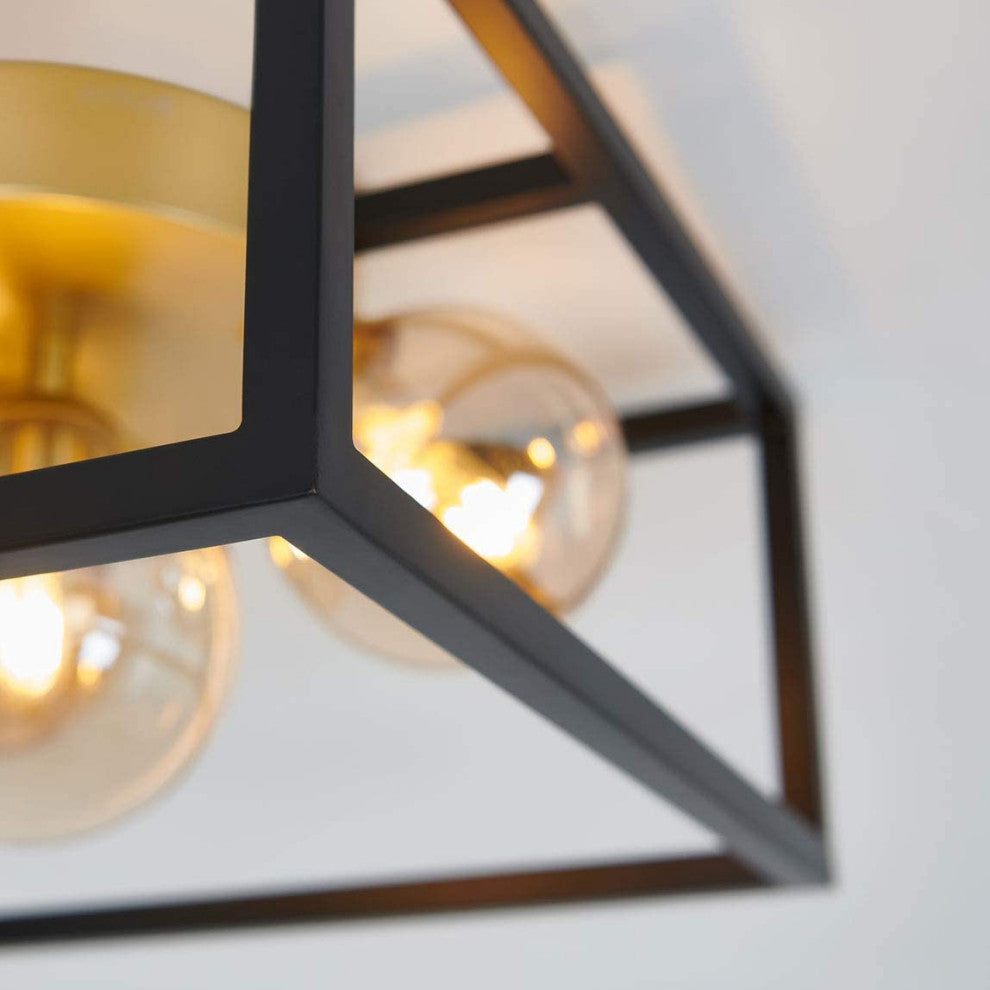Artika Griffintown Flushmount Light Fixture, Black and Gold